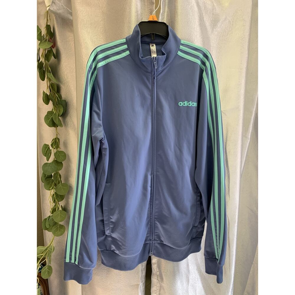 ADIDAS Track Jacket Size:M Mens Crew Blue Tricot Full Zip Essentials Warmup